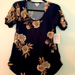 Navy Blue Floral LuLaRoe Morgan Tee - NWT XXS